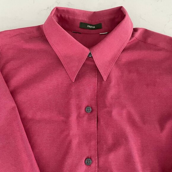 Eddie Bauer LS Stretch Button Down Cotton Shirt Light Burg Sz - no size tag - Picture 4 of 14